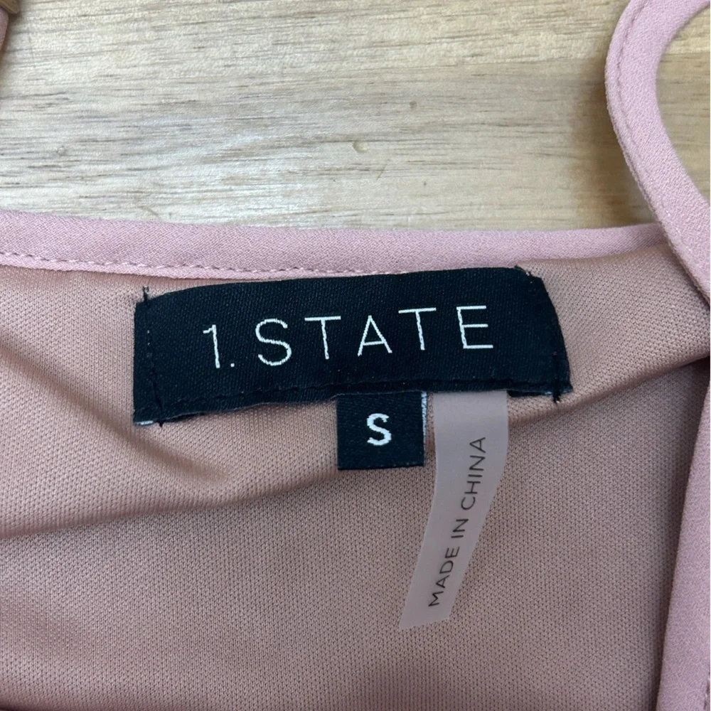 1. STATE Dramatic Pause Lustre Sequin Midi Slip Dress Pink Rose Gold Nude Sz Sm